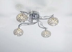 Leimo Polished Chrome Crystal Ceiling Lights Diyas Flush Crystal Fittings